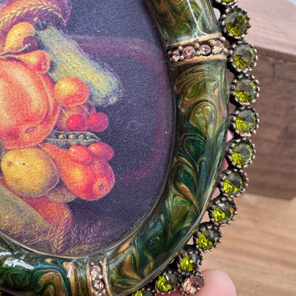 JAY STRONGWATER small oval frame ENAMEL Green SWAROVSKI CRYSTALS - Picture 4 of 12